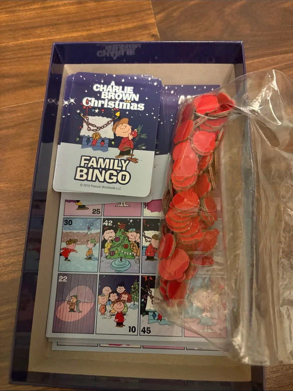 A Charlie Brown Christmas Family Bingo Game - Blue/Red